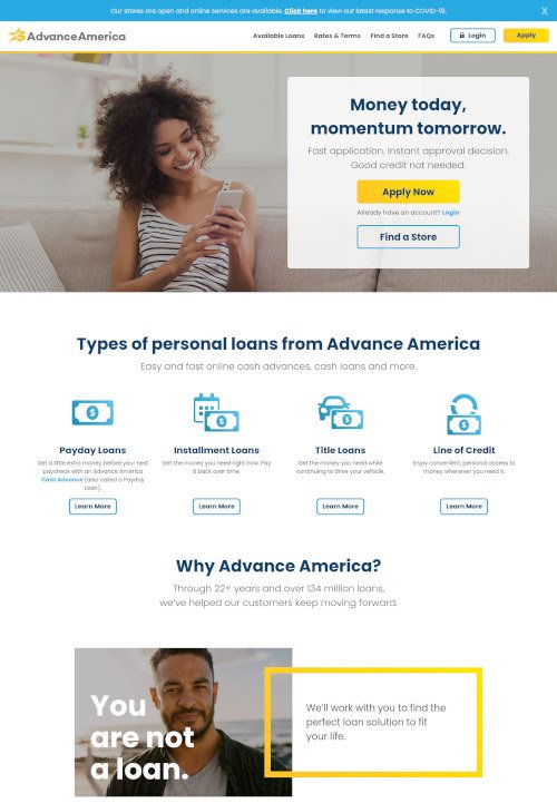 advanceramerica.net screenshot