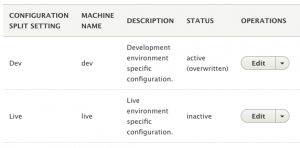 Dev split is enabled in the dev environment