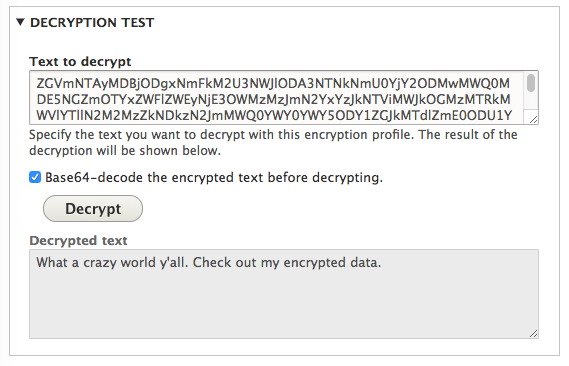 screenshot of decrypting the data copied from the database