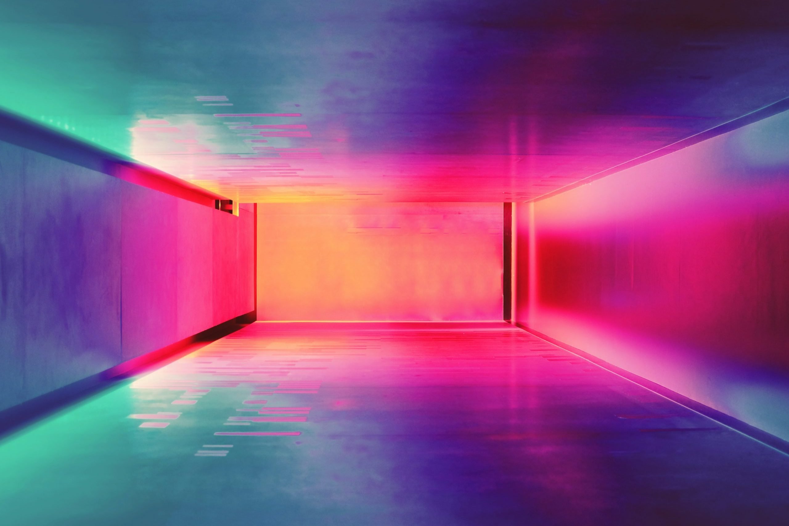 vibrant fluorescent colored hallway