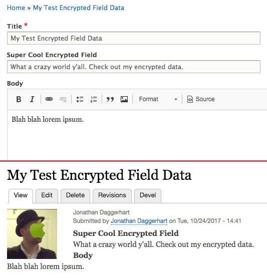 screenshot of node form and display