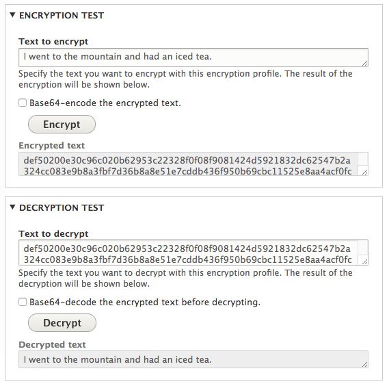 screenshot of testing the new encryption profile