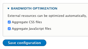 Checkboxes for CSS & JS aggregation settings