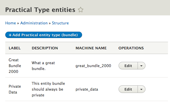 practical entity type list builder