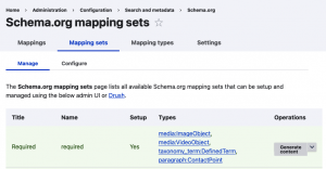 Schemadotorg module's Mapping Sets page